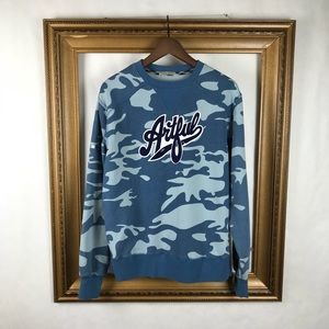 ARTFUL DODGER blue camp Spellout sweatshirt, M